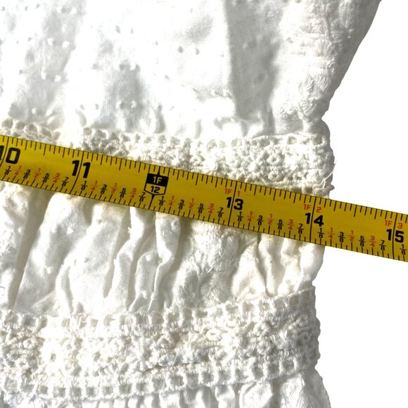 Rachel Zoe White Eyelet Lace Maxi Dress W/ Ruffle Sleeves & Button Front Size 4 - Picture 10 of 11